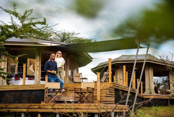 Saruni Basecamp Saruni Leopard Hill couple on deck, romantic safari in Kenya